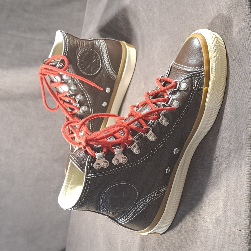 Converse Chuck Taylor All Star Hiker Hi Chocolate Leather Sneakers VG US 7.5 - Picture 10 of 16